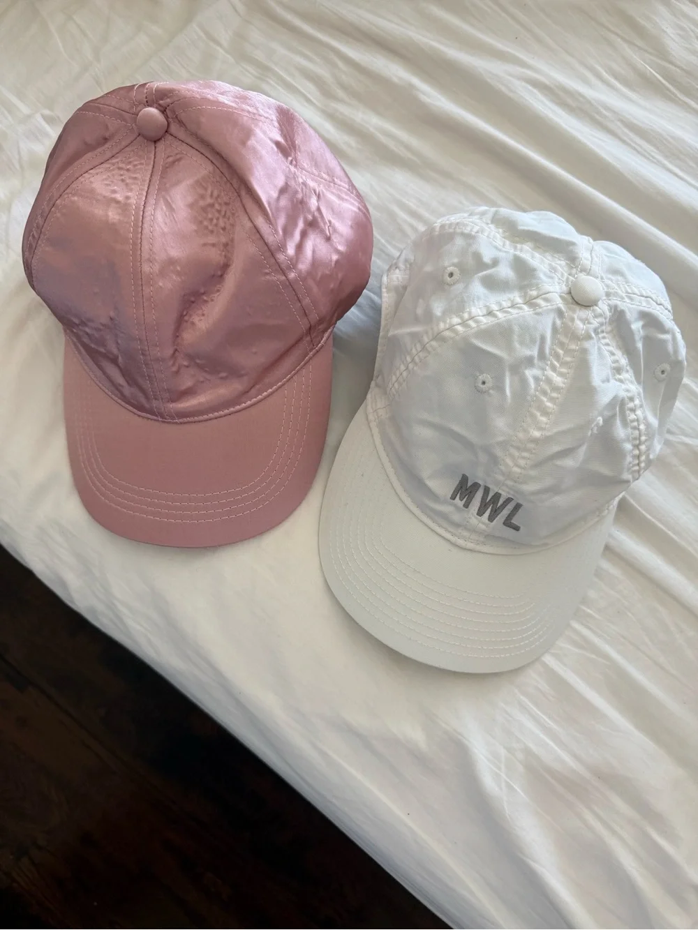 Like New White 'MWL' Logo Baseball Cap and Pink Baseball Cap | 2 for 1✨